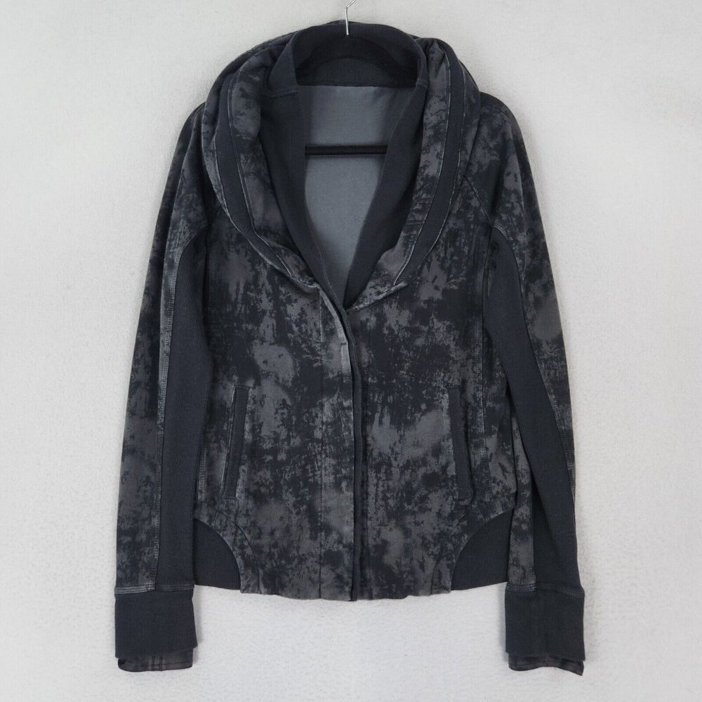 Lululemon Jacket Womens 10 Black Gray To Class Shawl Collar Stretch French Terry